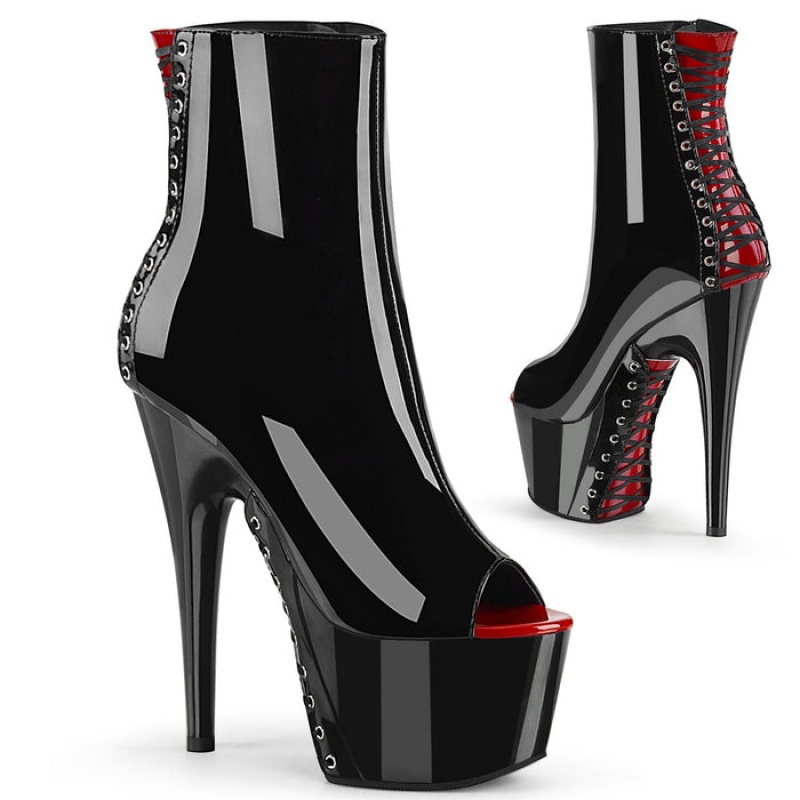 Red / Black Pleaser Adore-1025 Women's Boots | PV4536871