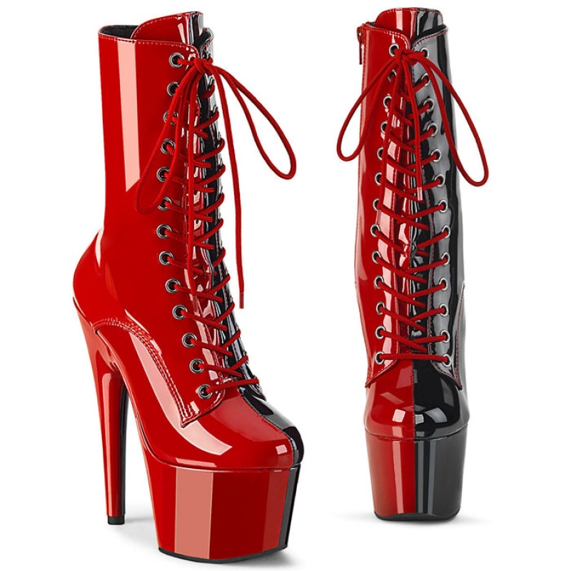 Red / Black Pleaser Adore-1040TT Women's Boots | BK5946238