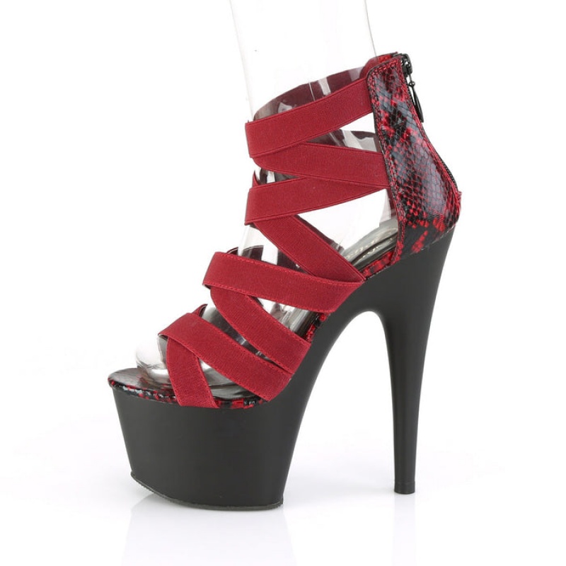 Red / Black Pleaser Adore-748SP Women's Sandals | DU4859271