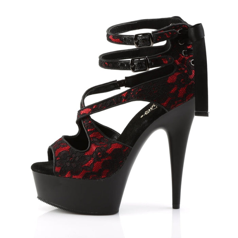 Red / Black Pleaser Delight-678LC Women's Sandals | YD6714908