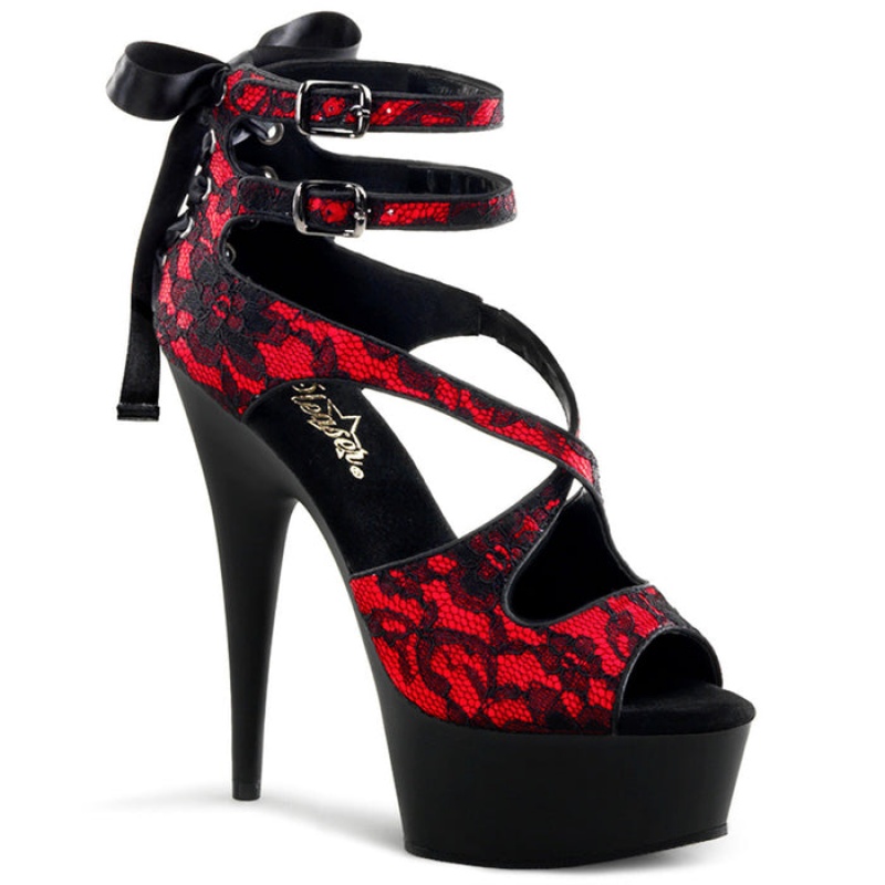 Red / Black Pleaser Delight-678LC Women's Sandals | YD6714908