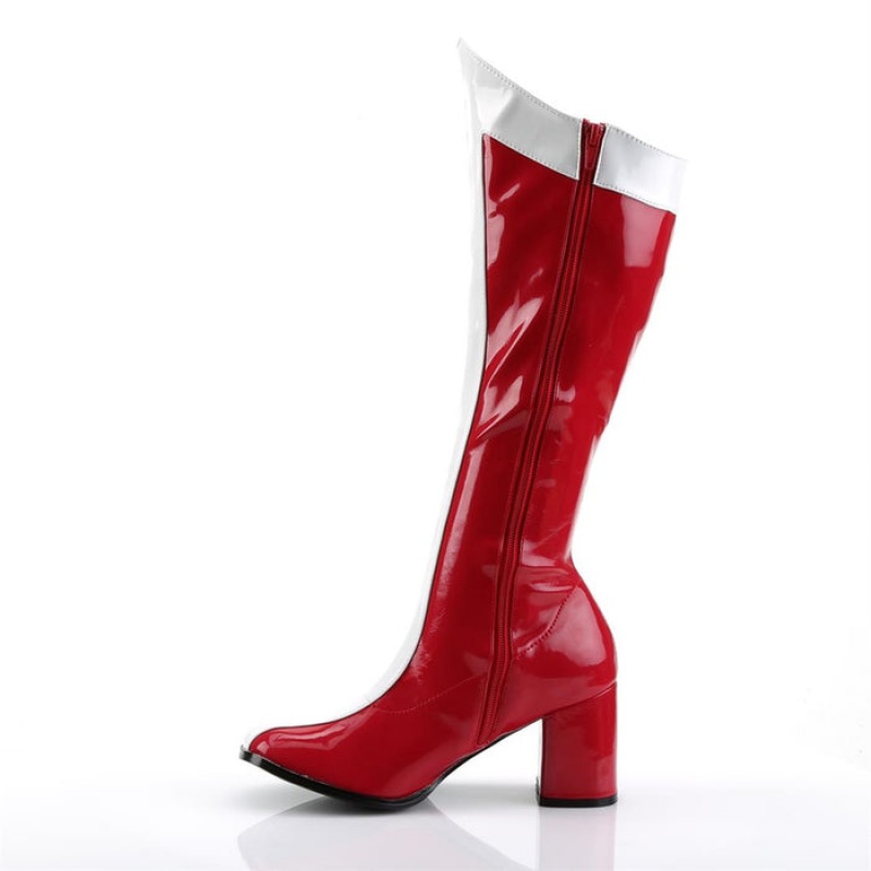 Red / White Pleaser Gogo-305 Women's Boots | RL4931278