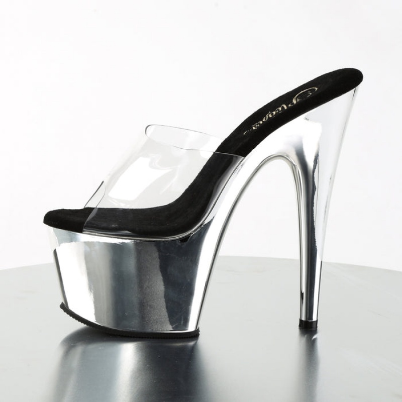 Silver Pleaser Adore-701 Women's Slides | ZO2637049