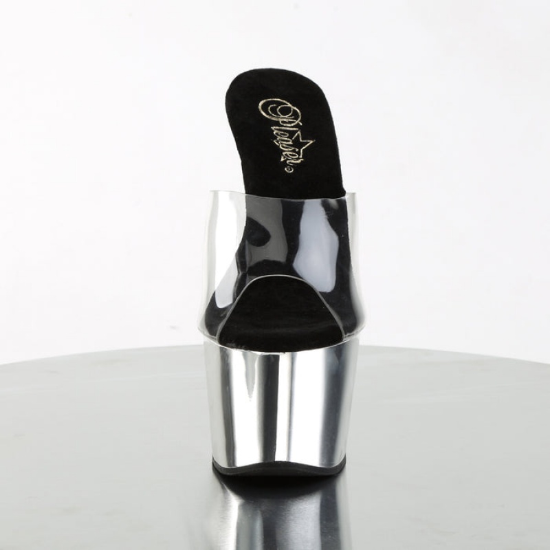 Silver Pleaser Adore-701 Women's Slides | ZO2637049