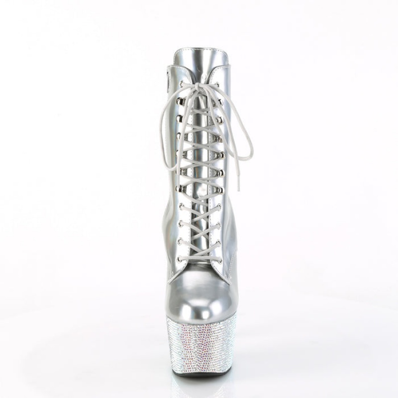 Silver Pleaser Bejeweled-1020-7 Women's Boots | DZ0467135