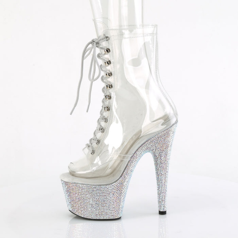 Silver Pleaser Bejeweled-1021C-7 Women's Boots | LD6593701