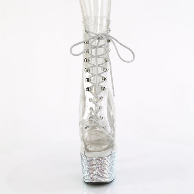 Silver Pleaser Bejeweled-1021C-7 Women's Boots | LD6593701