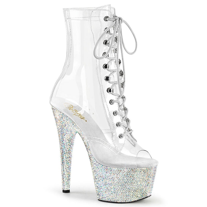 Silver Pleaser Bejeweled-1021C-7 Women's Boots | LD6593701