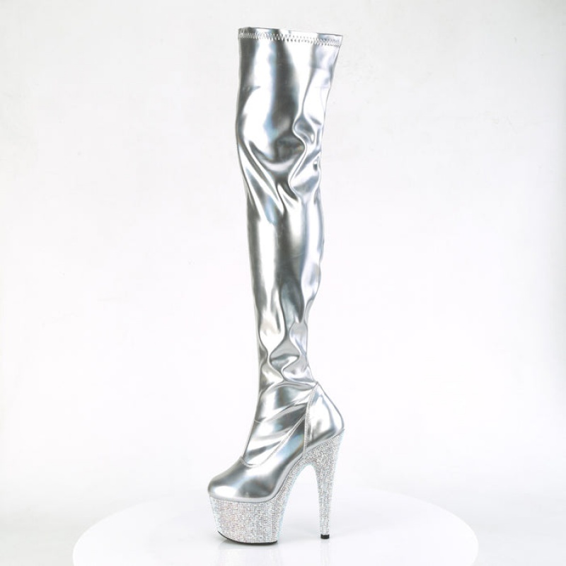 Silver Pleaser Bejeweled-3000-7 Women's Boots | AL3156497