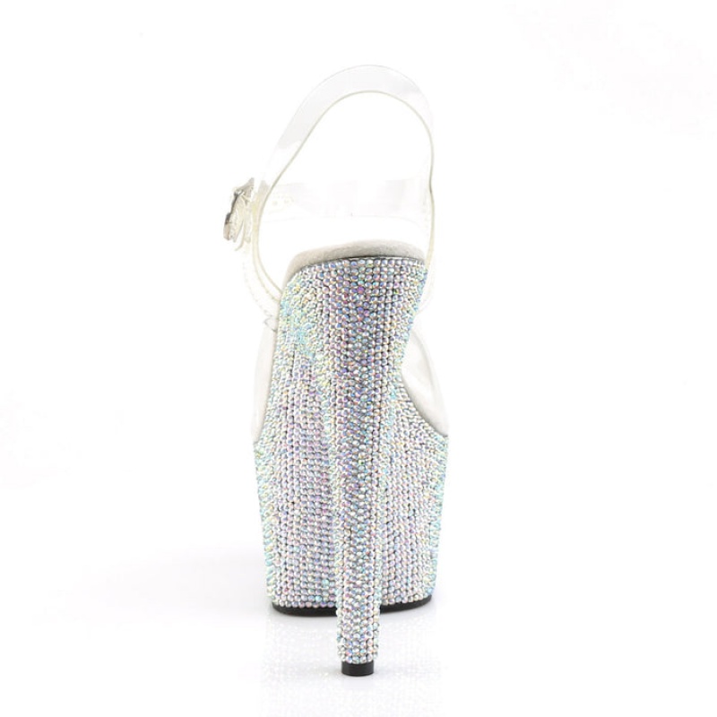 Silver Pleaser Bejeweled-708DM Women's Sandals | BF0258639