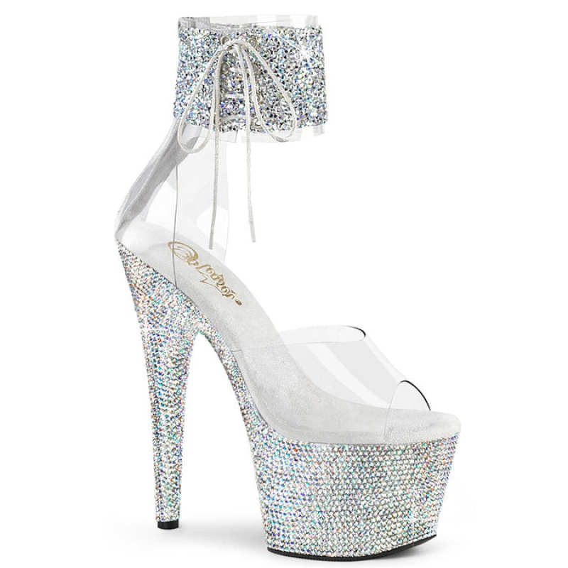 Silver Pleaser Bejeweled-724RS-02 Women's Sandals | KL3625148