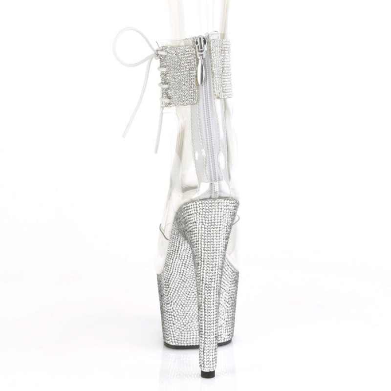 Silver Pleaser Bejeweled-724RS Women's Sandals | VY9621508