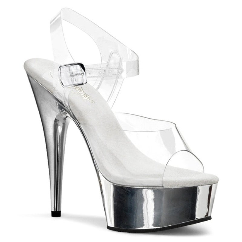 Silver Pleaser Delight-608 Women's Sandals | TX8973062