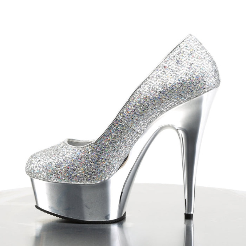 Silver Pleaser Delight-685G Women's Pumps | VB6973245