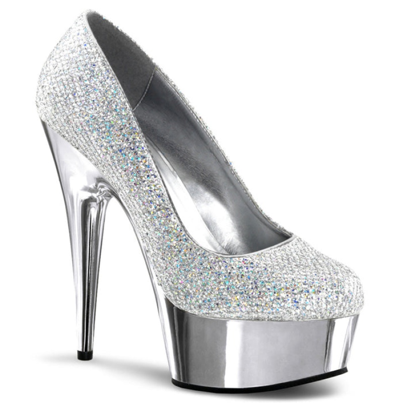 Silver Pleaser Delight-685G Women's Pumps | VB6973245