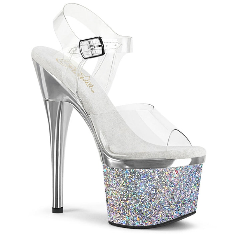 Silver Pleaser Esteem-708CHLG Women's Sandals | FW1624905