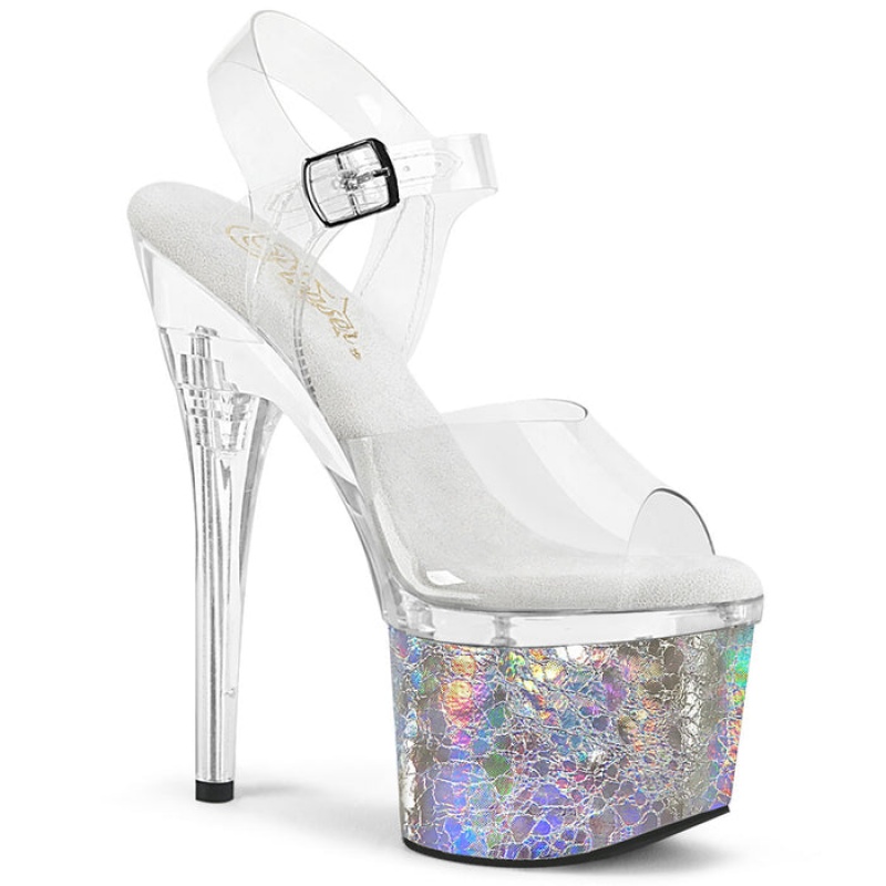 Silver Pleaser Esteem-708CK Women's Sandals | AF5381276