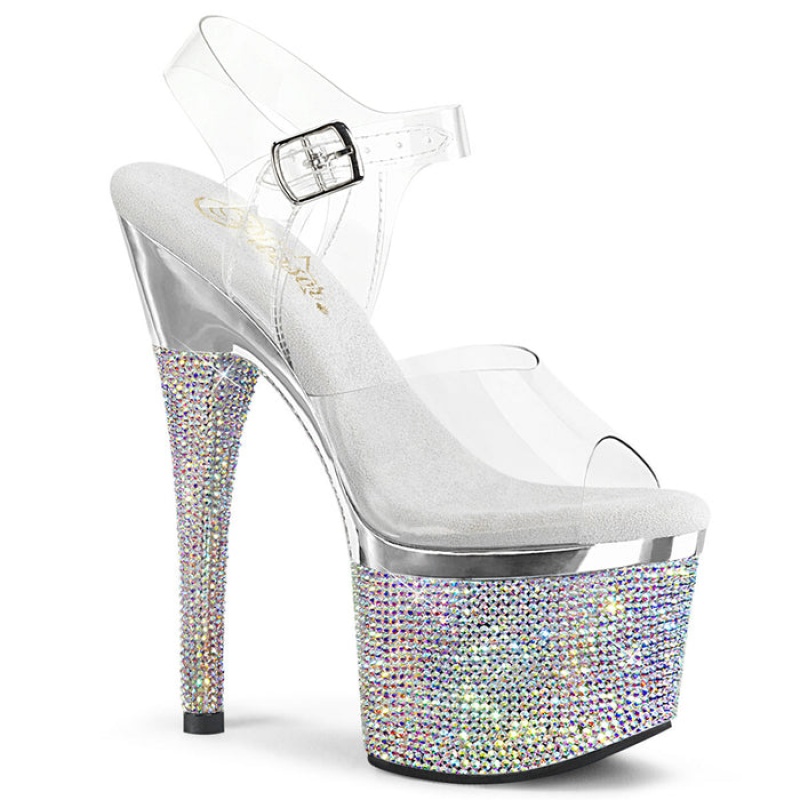 Silver Pleaser Esteem-708DM Women's Sandals | GP3428957