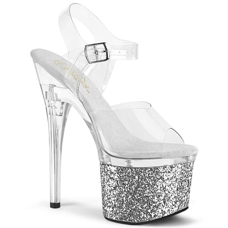 Silver Pleaser Esteem-708LG Women's Sandals | SY2603948