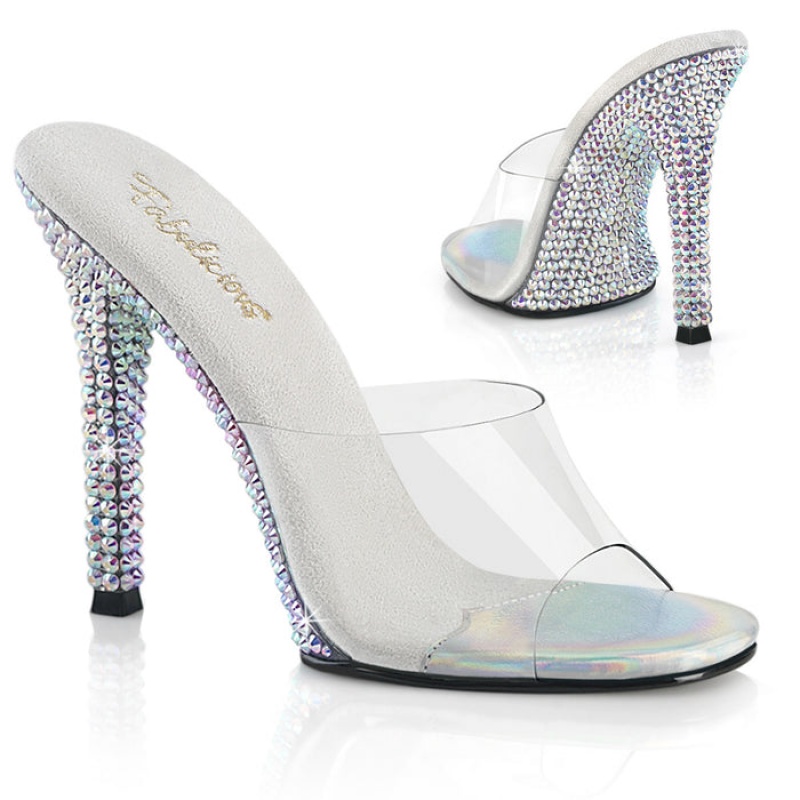 Silver Pleaser Gala-01DML Women's Slides | QL9601532