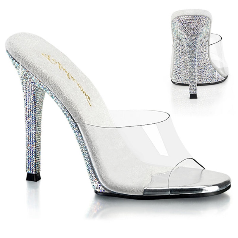 Silver Pleaser Gala-01DM Women's Slides | LU0815973