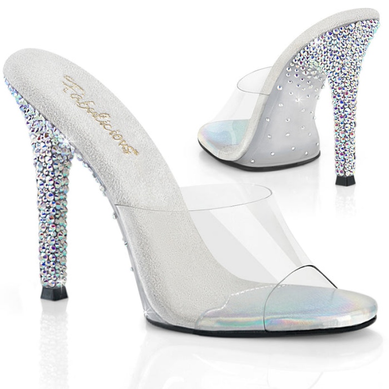 Silver Pleaser Gala-01DSP Women's Slides | YR1624538