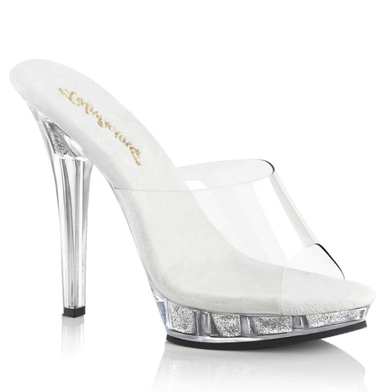 Silver Pleaser Lip-101 Women's Slides | CA1647938