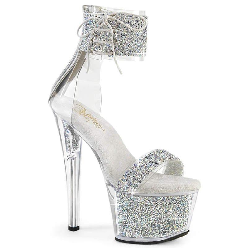 Silver Pleaser Sky-327RSI Women's Sandals | ZH1875246