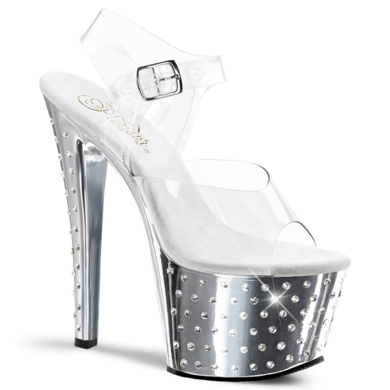 Silver Pleaser Stardust-708 Women's Sandals | OF2957036