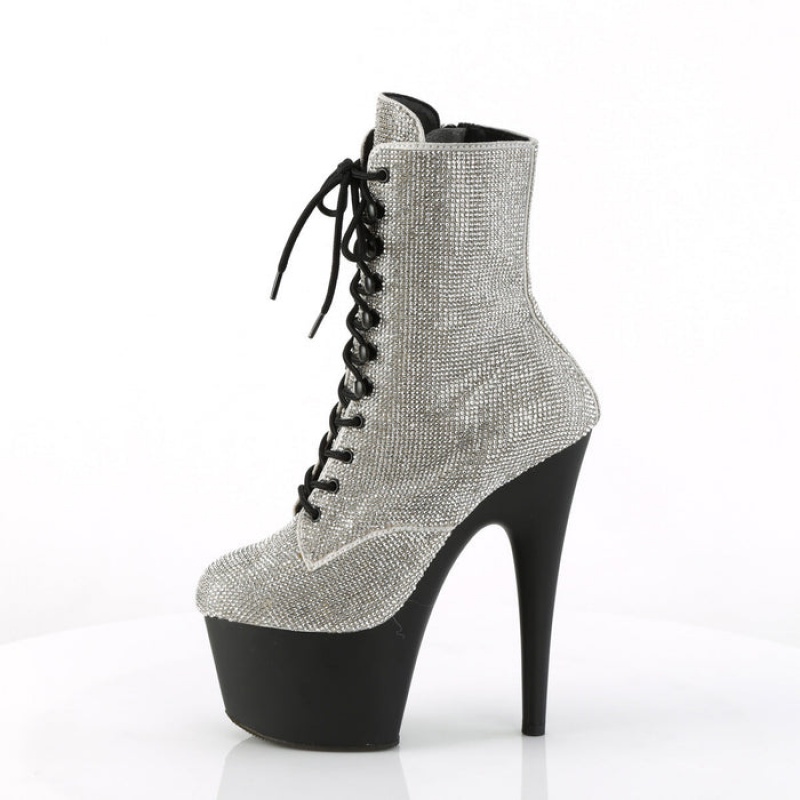 Silver / Black Pleaser Adore-1020RS Women's Boots | GD2975846