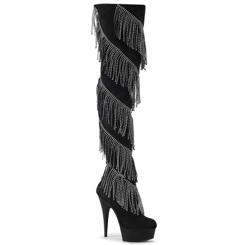 Silver / Black Pleaser Delight-3065 Women's Boots | MT5387129