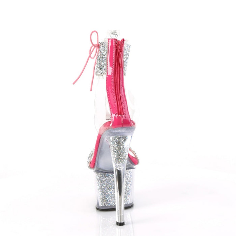 Silver / Pink Pleaser Sky-327RSI Women's Sandals | UI2497561