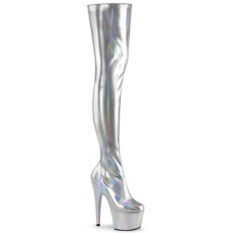 Silver / Silver Pleaser Adore-3000HWR Women's Boots | WQ7108236