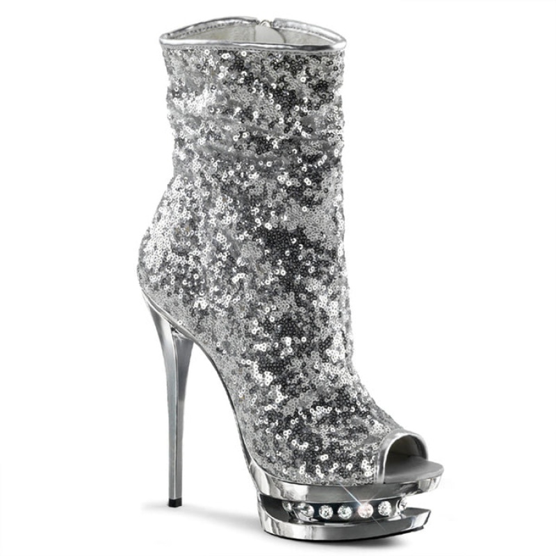 Silver / Silver Pleaser Blondie-R-1008 Women's Boots | GK8610324