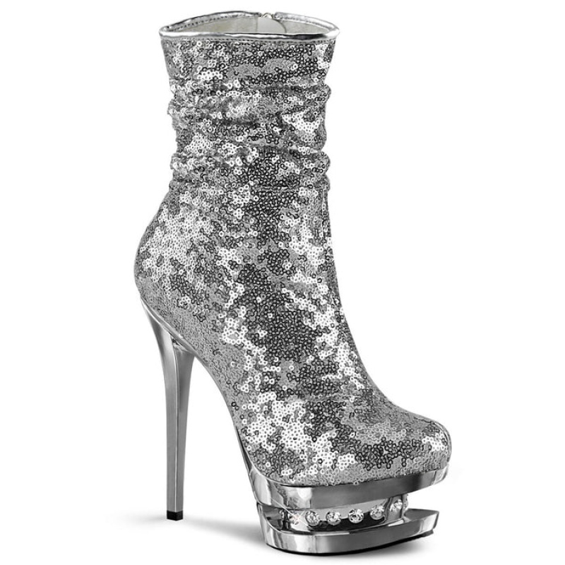 Silver / Silver Pleaser Blondie-R-1009 Women's Boots | UI6802493