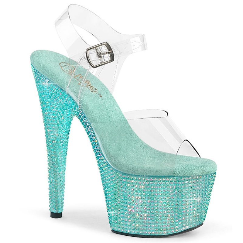 Turquoise Pleaser Bejeweled-708RRS Women's Sandals | WD1395728