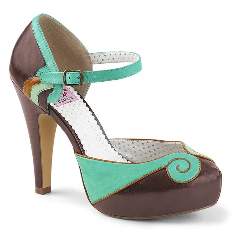 Turquoise / Brown Pleaser Bettie-17 Women's D'Orsay | CZ5169738