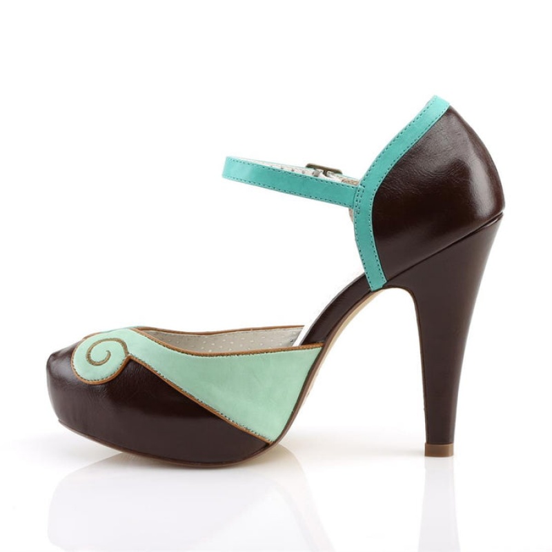 Turquoise / Brown Pleaser Bettie-17 Women's Pumps | RU0748351