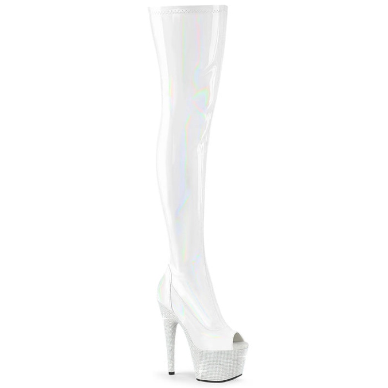 White Pleaser Bejeweled-3011-7 Women's Boots | KC7012594