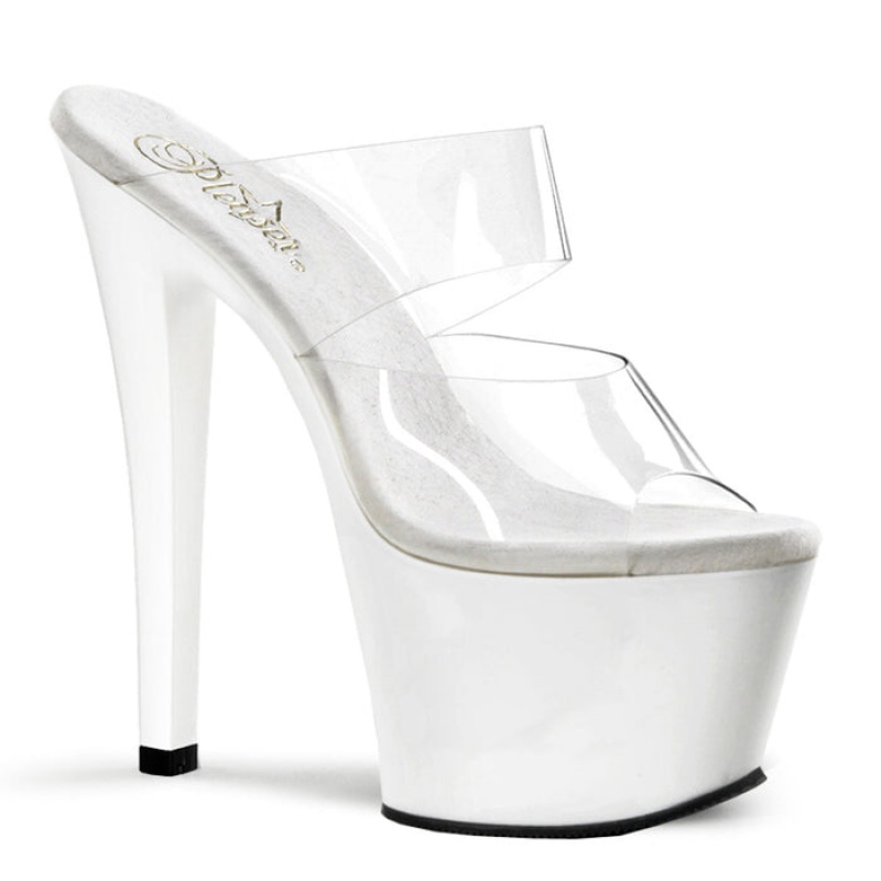 White Pleaser Sky-302 Women's Slides | OI6034529