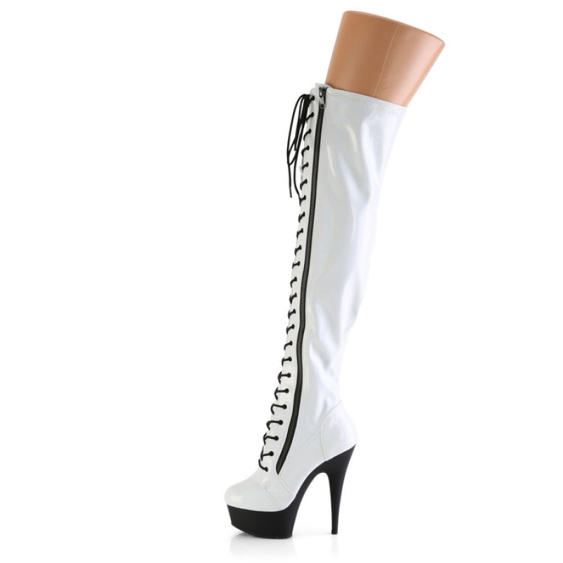 White / Black Pleaser Delight-3029 Women's Boots | ME5418923