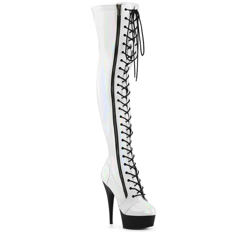 White / Black Pleaser Delight-3029 Women's Boots | ME5418923