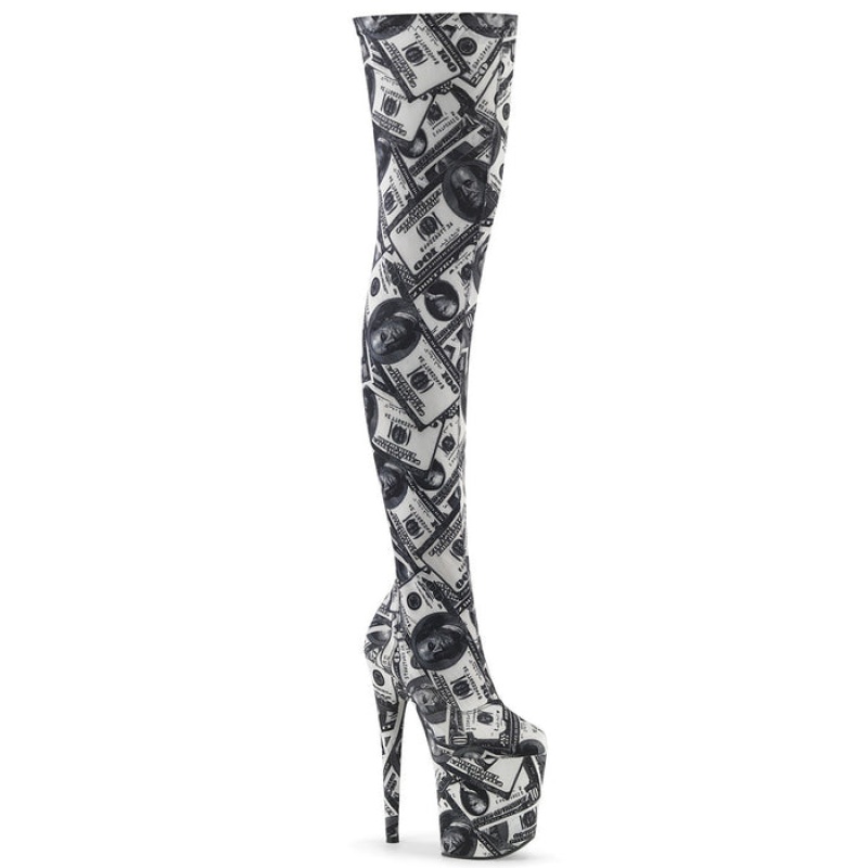 White / Black Pleaser Flamingo-3000DP Women's Boots | DX9162480