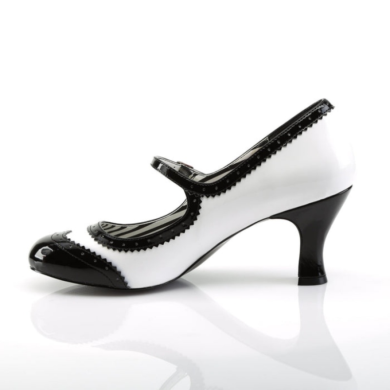 White / Black Pleaser Jenna-06 Women's Pumps | QN8124569