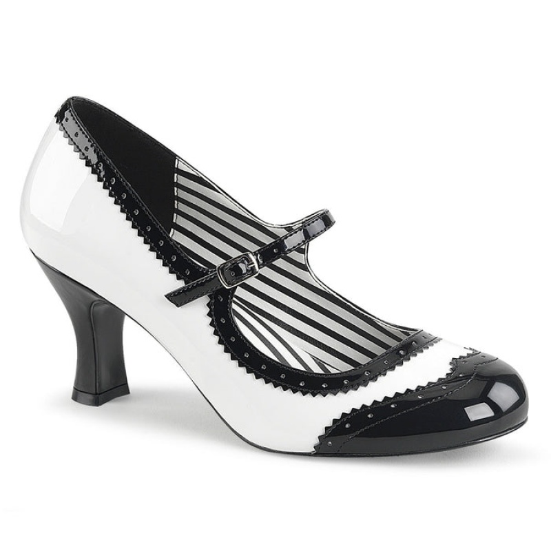 White / Black Pleaser Jenna-06 Women's Pumps | QN8124569