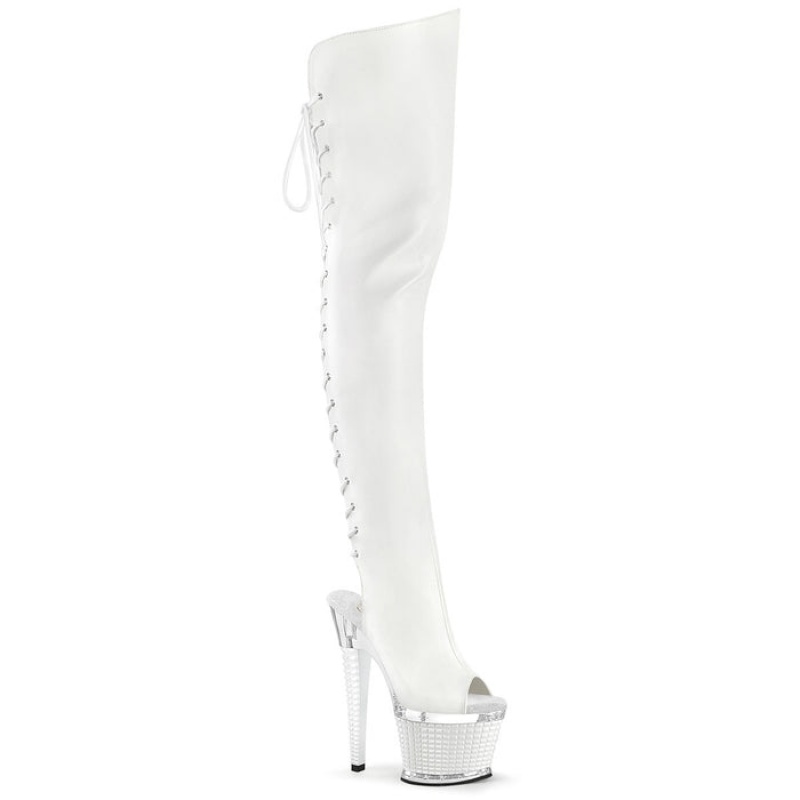 White / White Pleaser Spectator-3030 Women's Boots | RA7514832