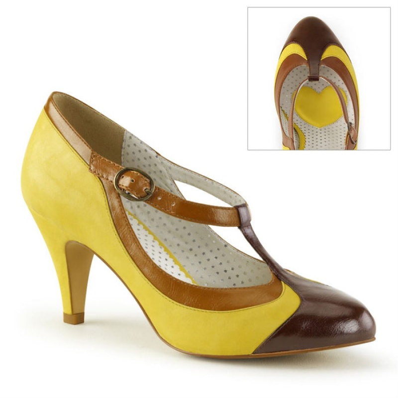 Yellow Pleaser Peach-03 Women's Pumps | ZI3689271